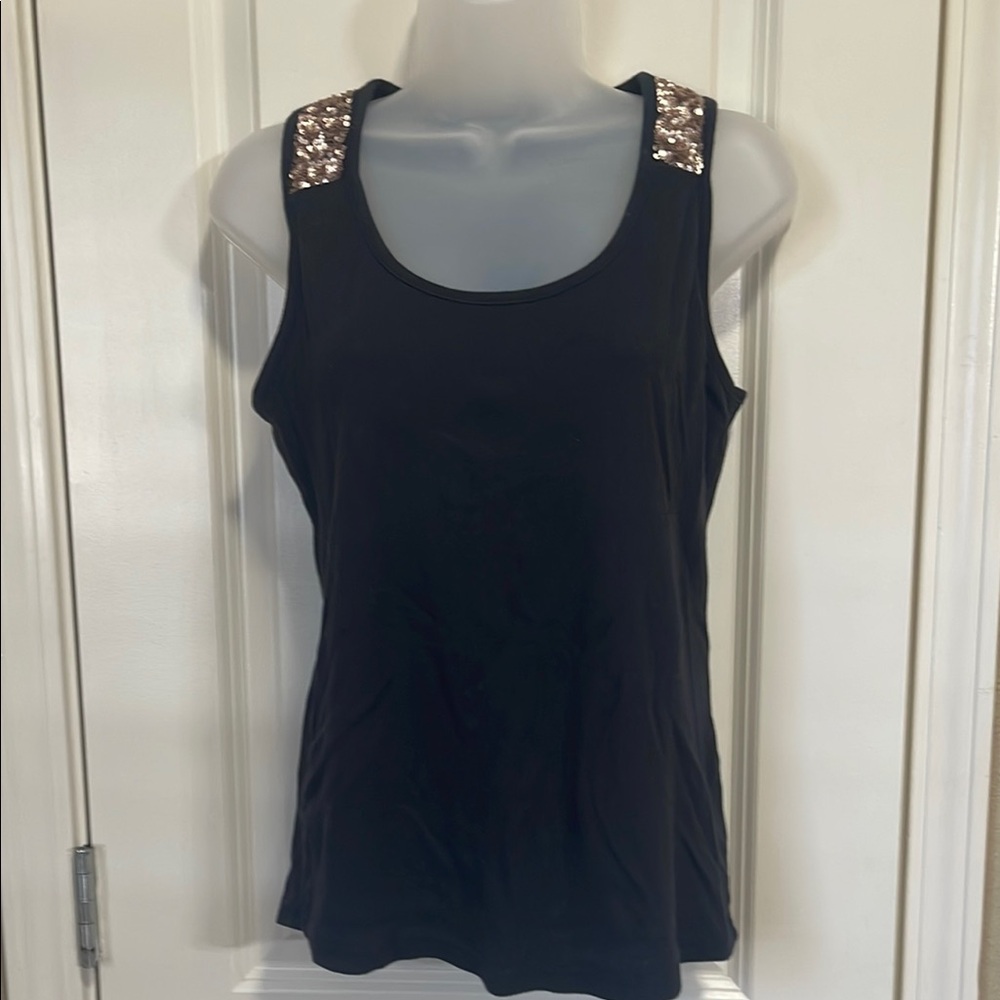 Black tank with gold sequins size L